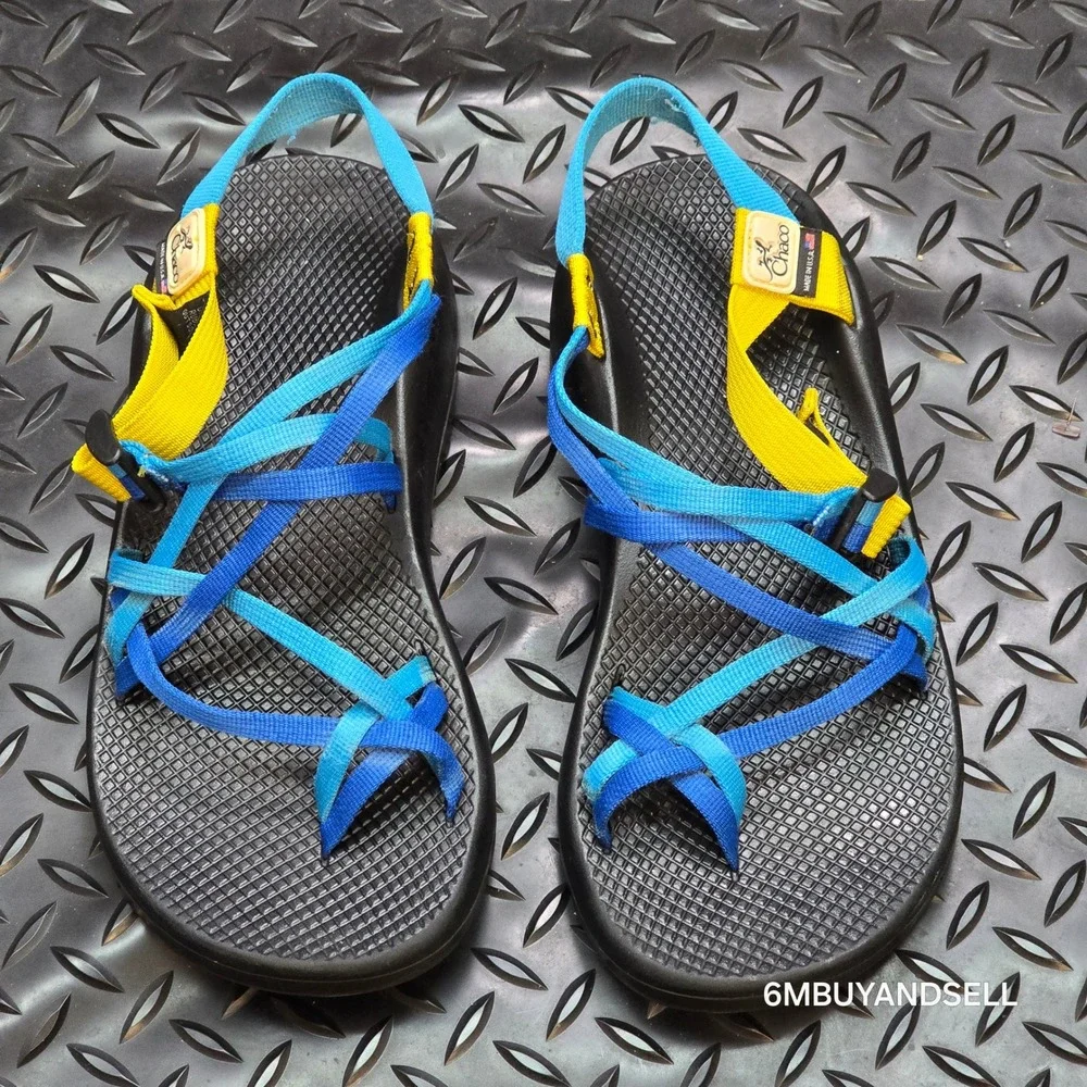 Chaco Z2 Colorado Sandals Mens 10 Blue Yellow Vibram Made in USA Hiking Strappy